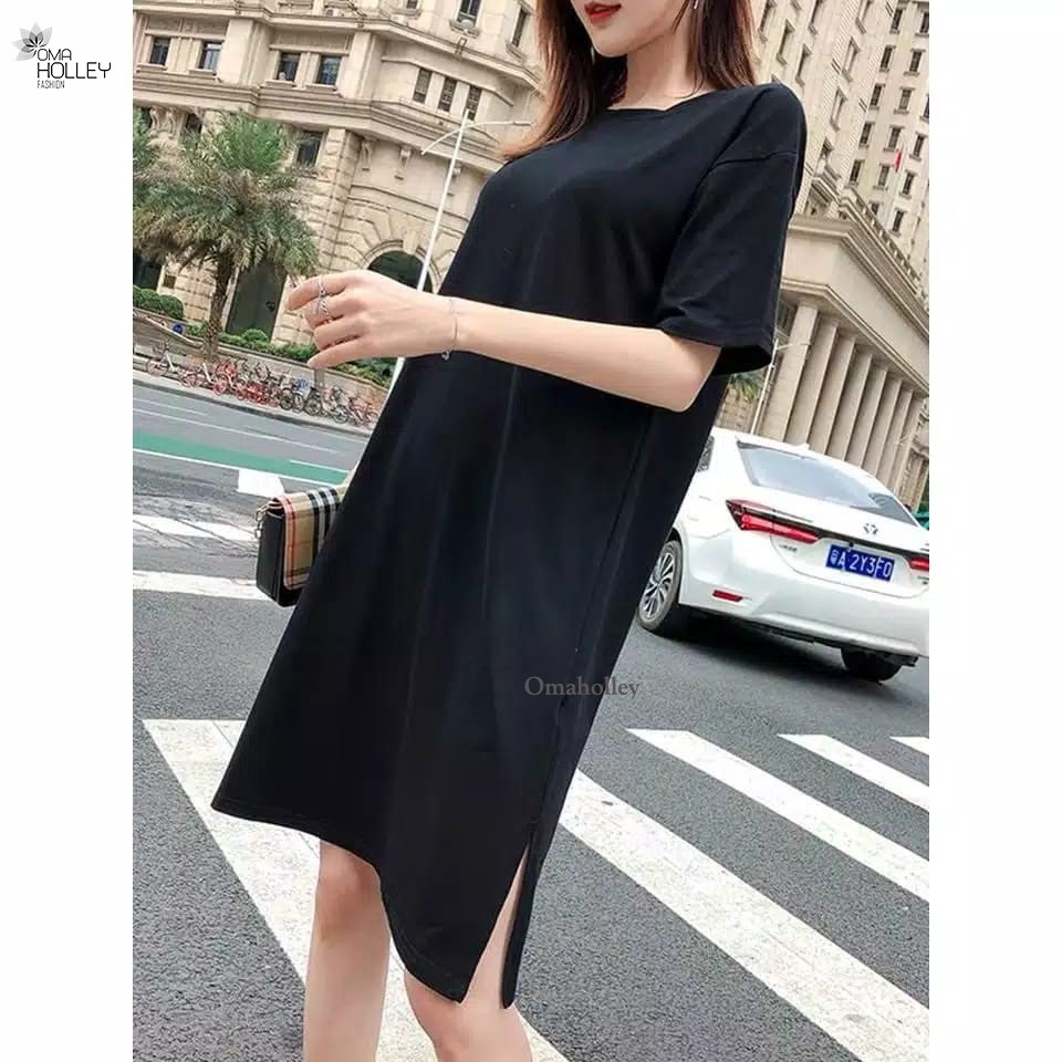 (COD) OH Fashion Basic Hyeri Midi Dress Wanita Lengan Pendek #2443-00