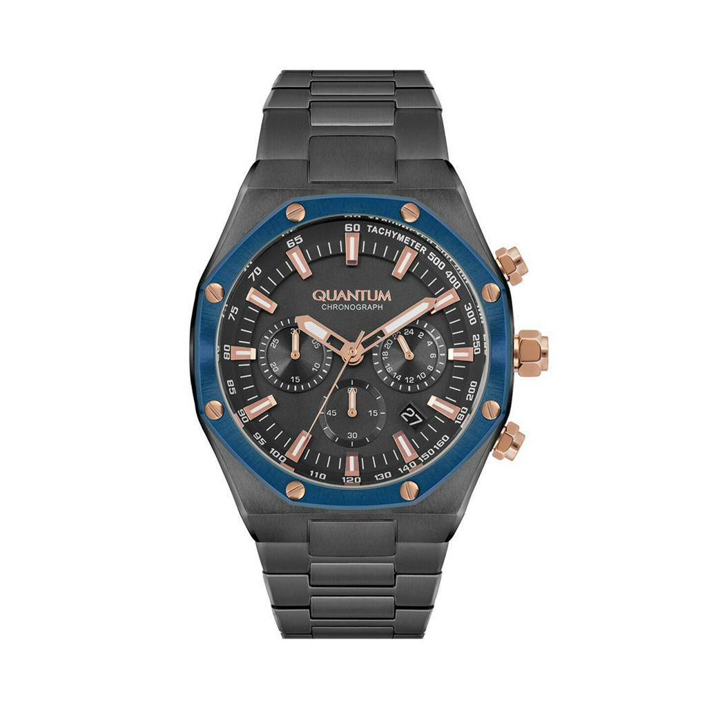 JAM TANGAN PRIA QUANTUM HNG810.950 GREY BLUE RANTAI ORIGINAL