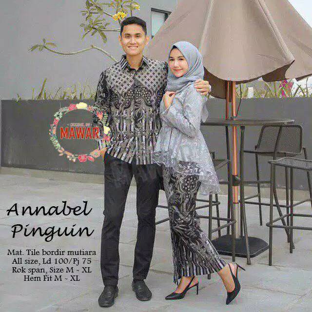 [ORI READY ANAK COWOK] Batik Couple Annabel Pinguin Brokat Tile. Kebaya Modern Terbaru. Kebaya Wisuda. Couple Tunangan Kekinian