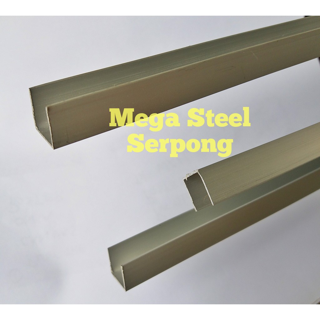 List Lis U Alumunium Silver uk 12 mm x 12 mm, Panjang 119.5 cm