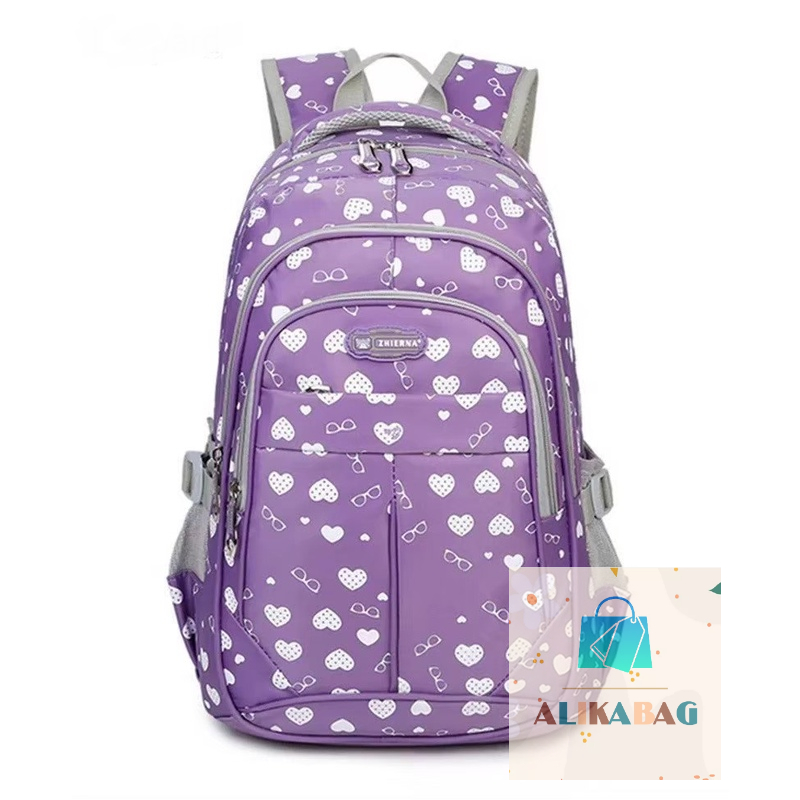 ALIKA BAG - Tas Gendong Anak-anak Tas Sekolah SD SMP SMA Motif Love Untuk Remaja Perempuan Ransel Tas Sekolah