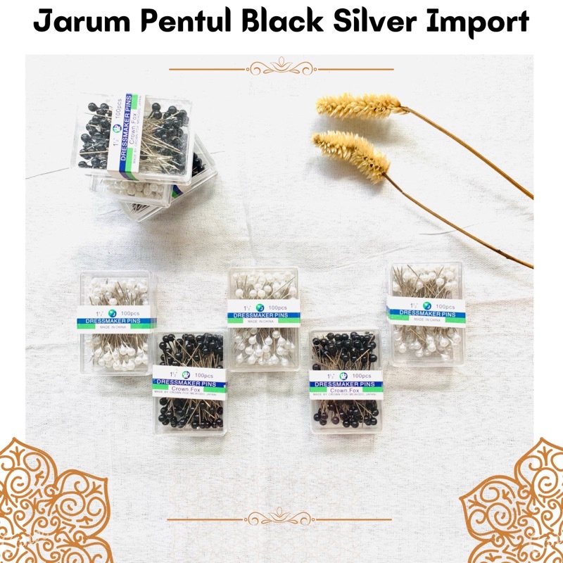 Jarum Pentul Black Silver Import