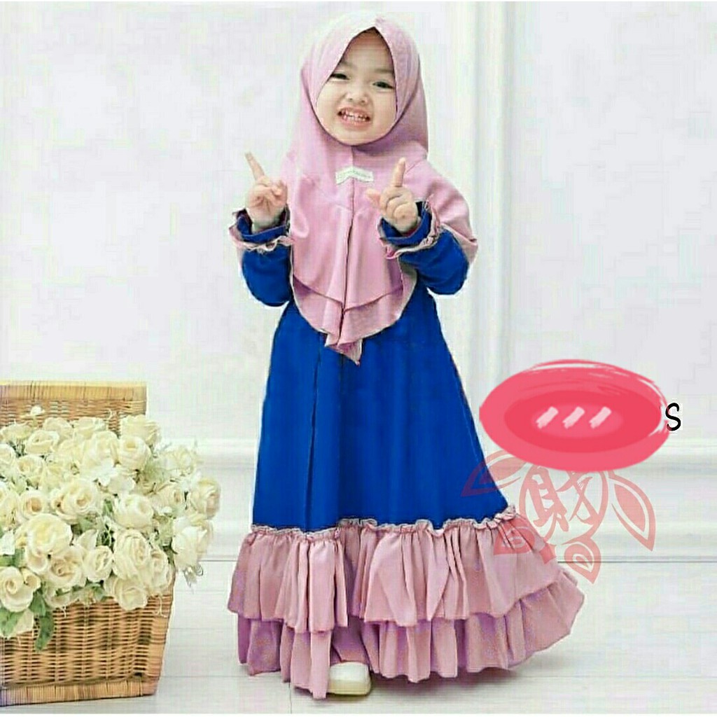 Dress Carien + Bergo - Baju Gamis Anak Perempuan - Dress Muslim Anak Perempuan