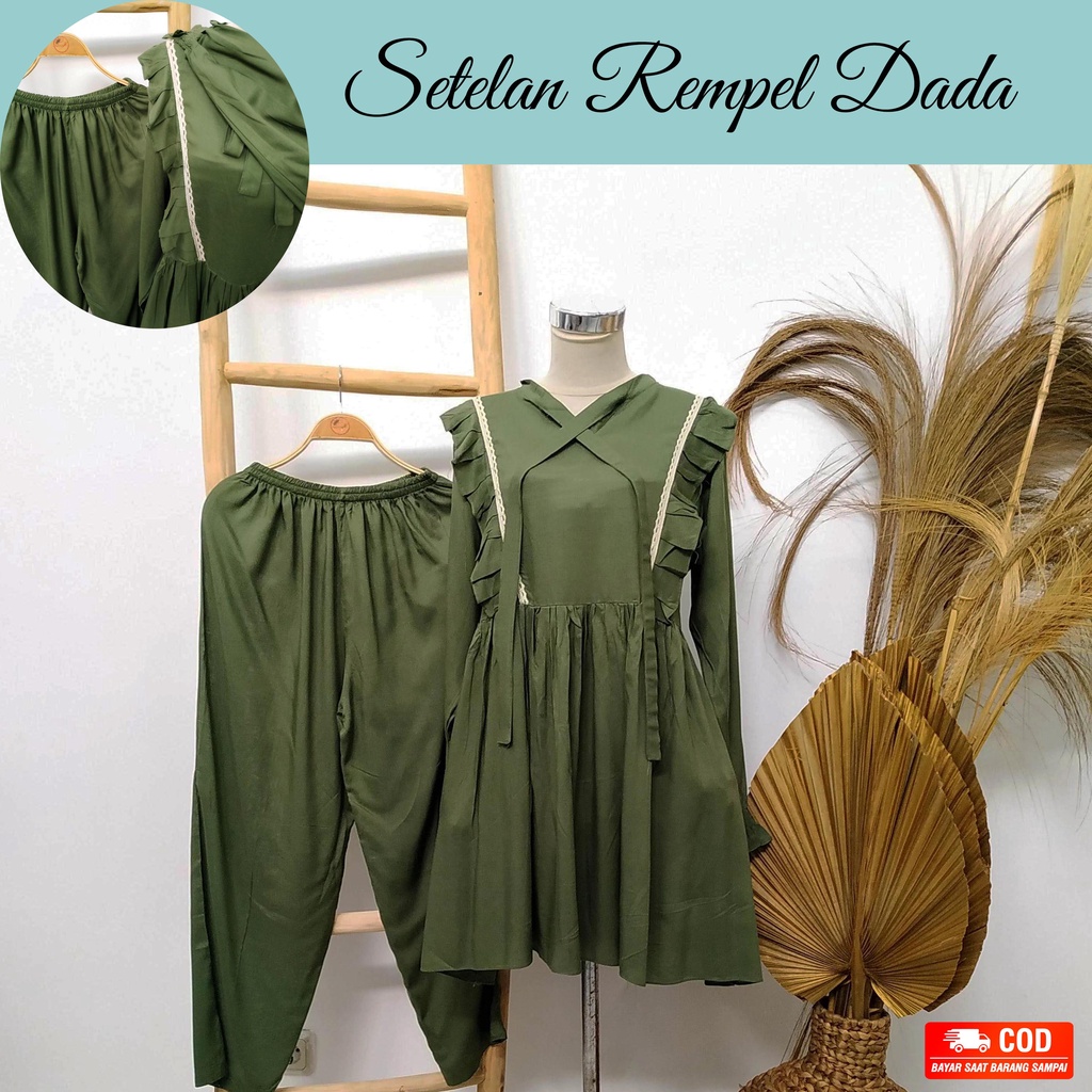 COD BISA | SETCEL BUSUI FRIENDLY WANITA DEWASA - BAJU POLOS REMPEL DADA WANITA REMAJA BAHAN RAYON