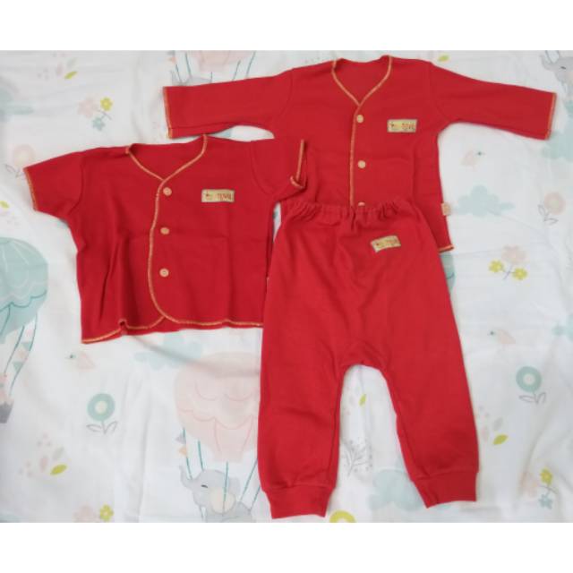 Preloved baju bayi baby newborn nova atasan celana panjang merah