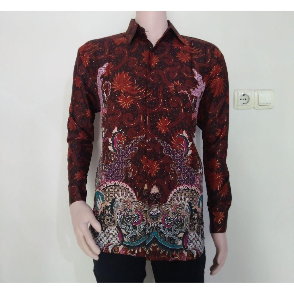 Kemeja batik semi sutra furing / baju pria / kemeja lengan panjang / baju lengan panjang /baju batik