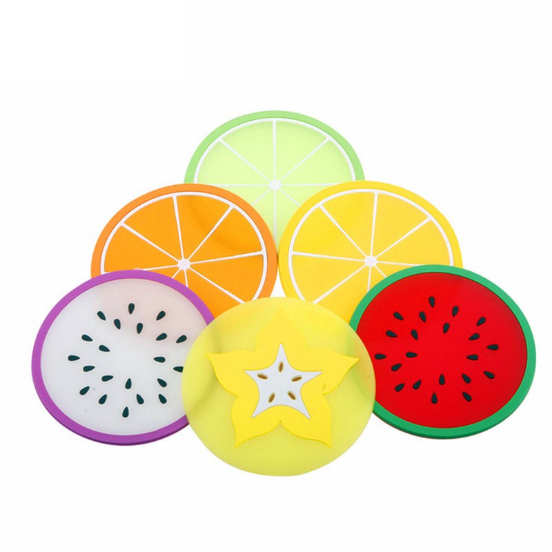 Fruit Shape Silica Gel Cup Glass Mat Tatakan Gelas Cangkir Motif Buah