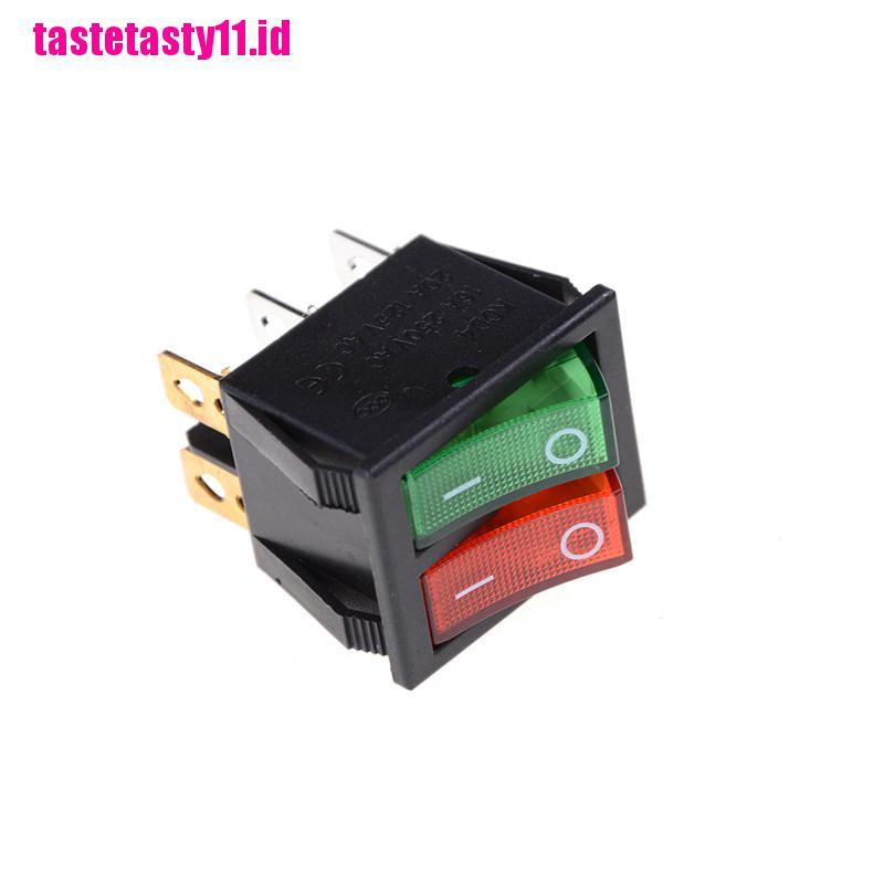 Saklar On / Off SPST Ganda 6 Pin 16A 250V AC 20A Warna Merah Hijau Untuk Perahu