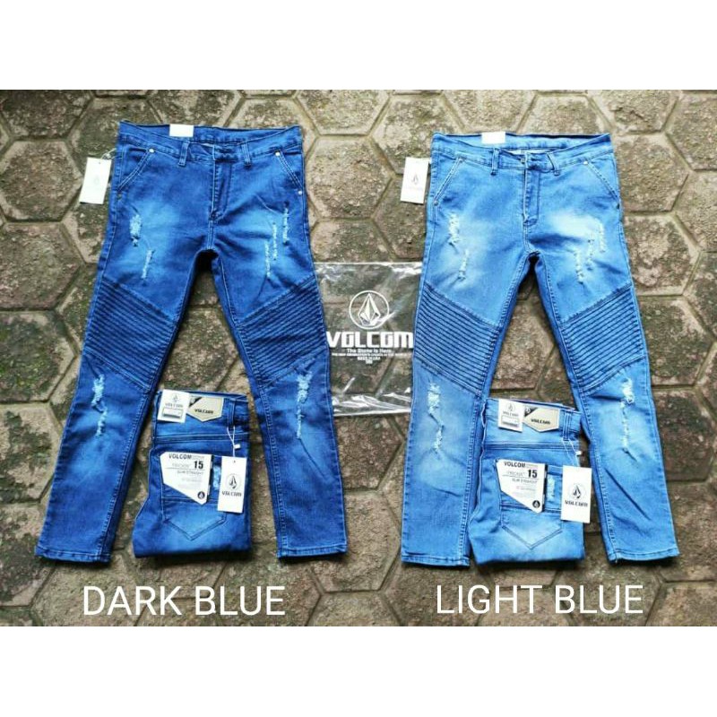 Celana jeans bikers sobek pria jeans panjang street melar