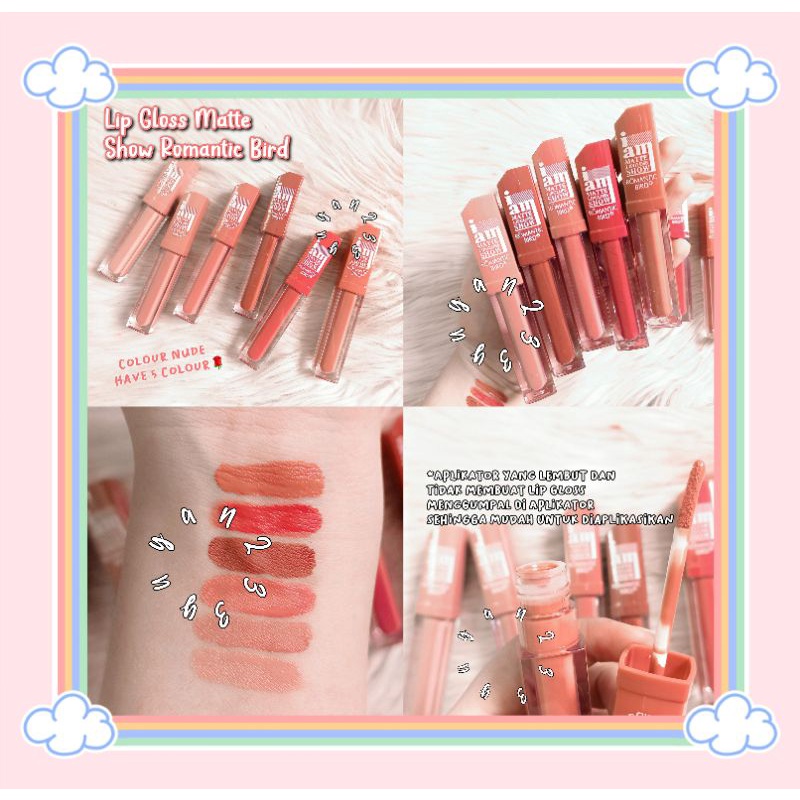 PROMO PER 6 PCS!!LIP GLOSS NUDE MATTE ROMANTIC BIRD RB203L