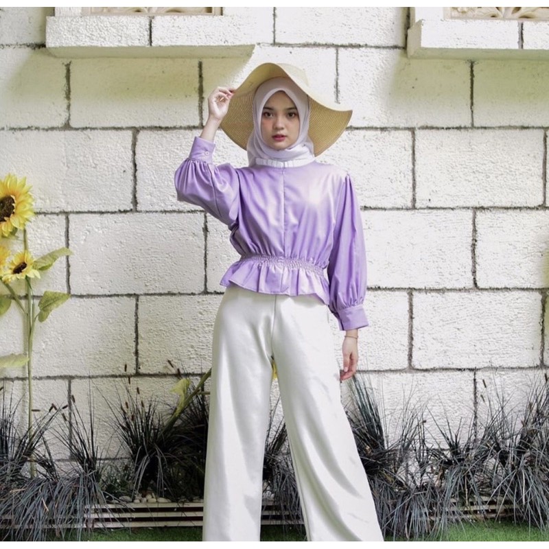 LOVA CROP BLOUSE ATASAN WANITA BLOUSE WANITA CROP LENGAN BALON |Pakaian Wanita Muslimah Terbaru Dan 