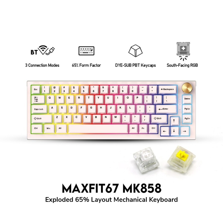 Keyboard Fantech MK858 MAXFIT67 Wireless RGB | 3 Mode Keyboard Gaming