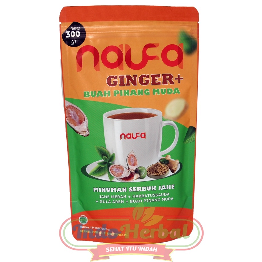 Naufa Ginger Plus Buah Pinang Muda 300 gr | Minuman Serbuk Jahe Original