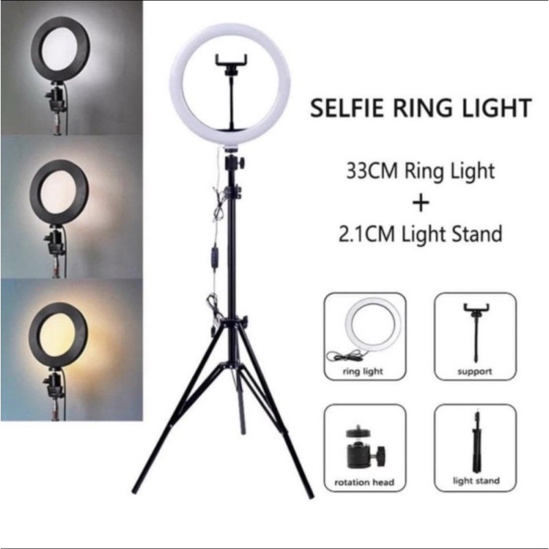 Ringlight 33cm + Tripod 2.1M - Paket Ringlight 33cm+Tripod 2.1M murah -