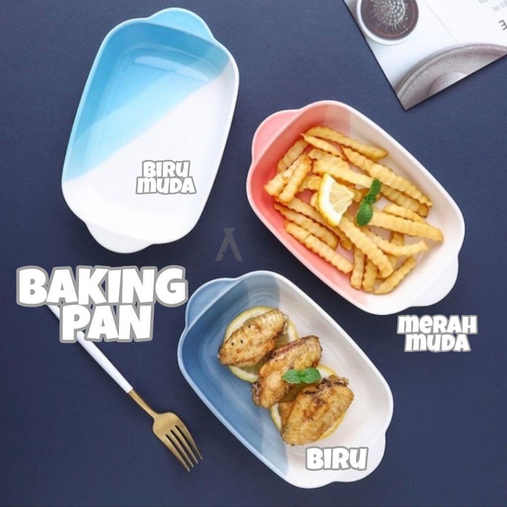 BAKING PAN POLOS CERAMIC PLATES PIRING KERAMIK OVEN MICROWAVE WARNA