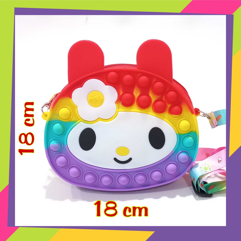 1677D1 / Tas slempang anak sling bag pop it Hp / Dompet pop it Rainbow Unicorn &amp; Melody