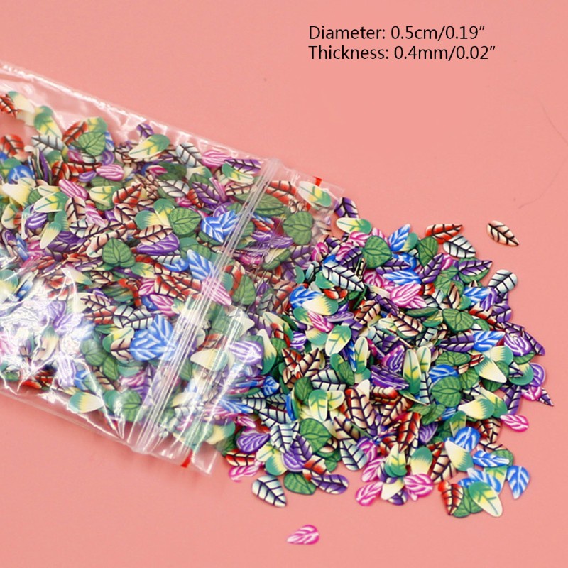 1000pcs / Pak Clay Resin Motif Buah / Daun / Bunga Warna-Warni Untuk Dekorasi Nail Art / Perhiasan Diy