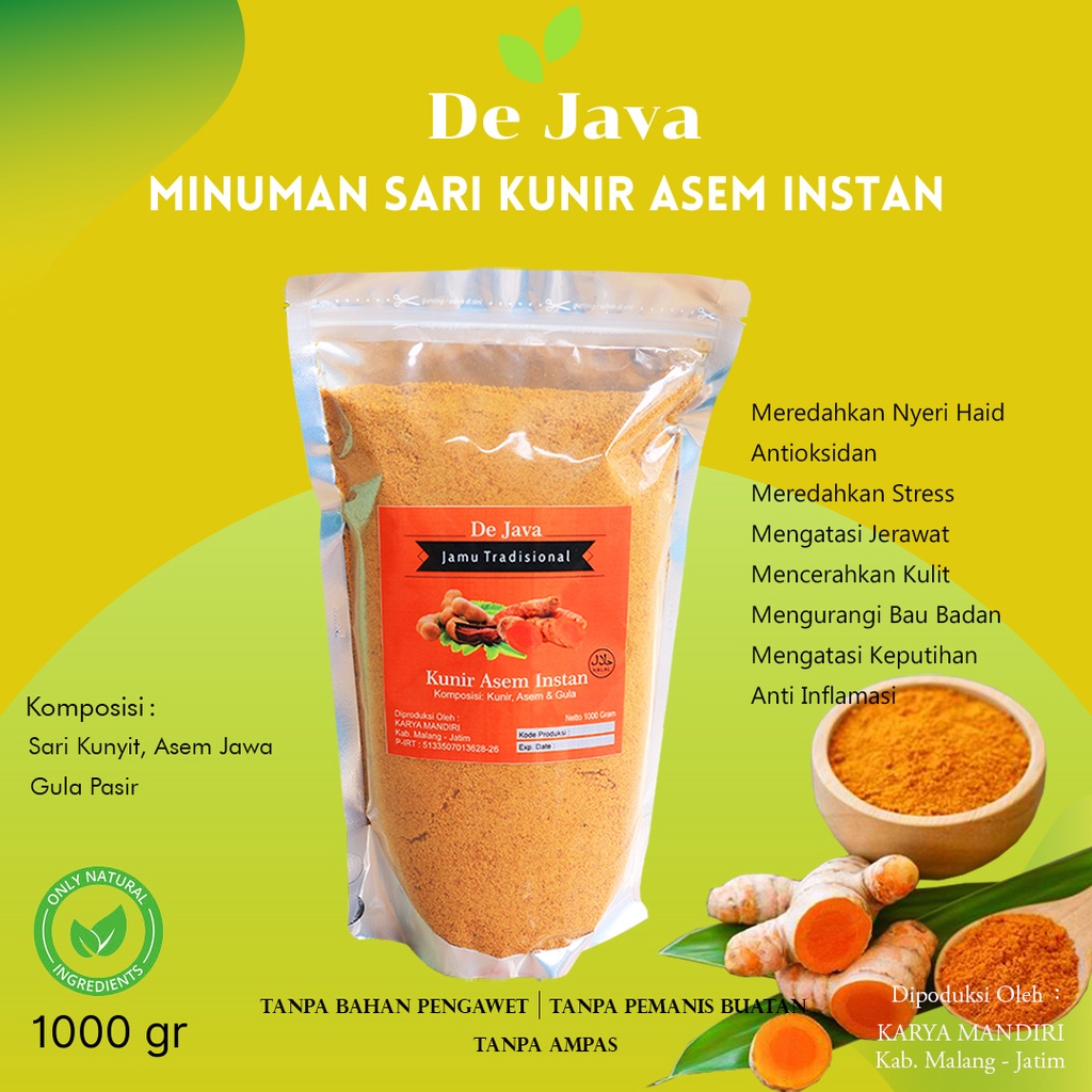 Jual Minuman Sari Kunir Asem Instan Dejava Kunyit Asam Bubuk Minuman Jamu Tradisional Tanpa 1266