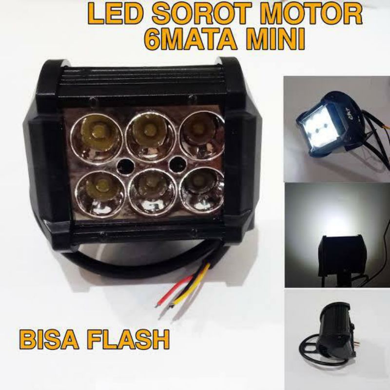 Lampu Led 6 Mata Kotak Mini HJG 18 watt M019 I Lampu Tembak 6 Mata Kotak Mini I Lampu Sorot