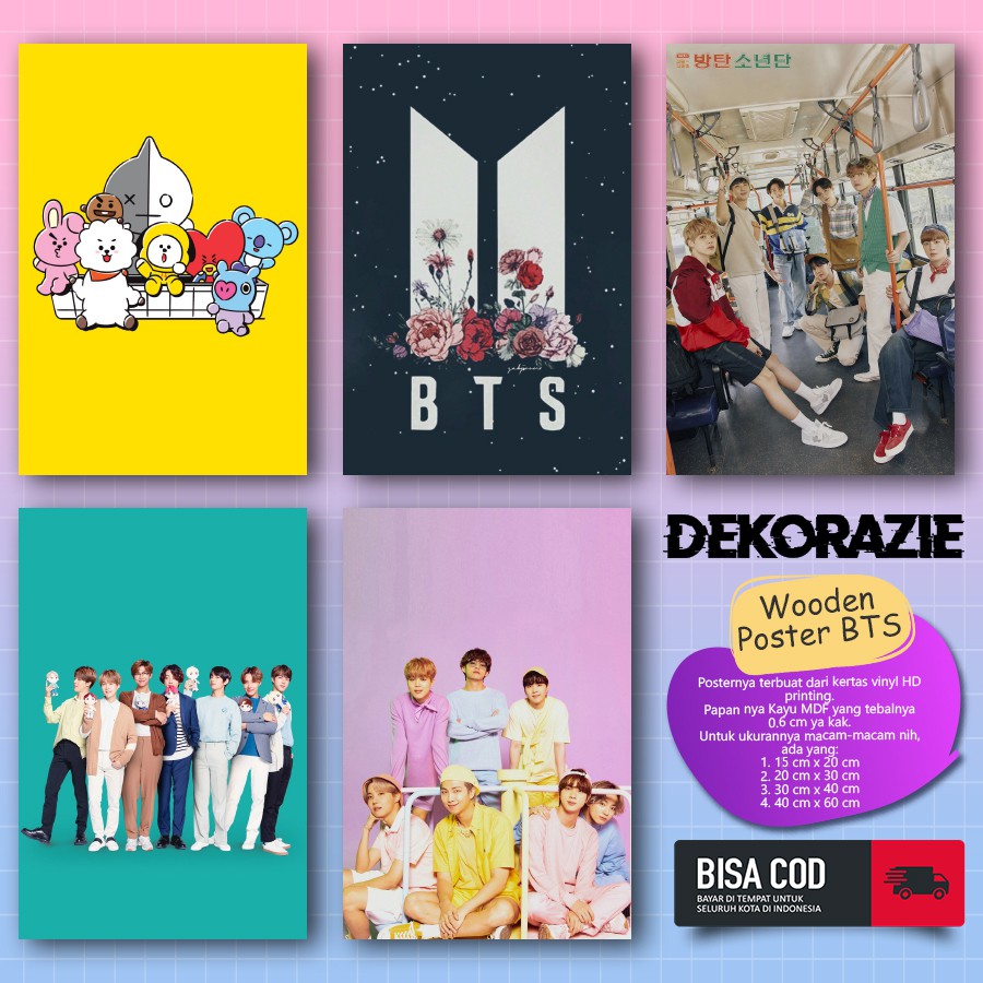 Pajangan Hiasan Dinding Poster Kayu BTS Aesthetic Kayu MDF Wall Decor Rumah Kafe Coffee Shop