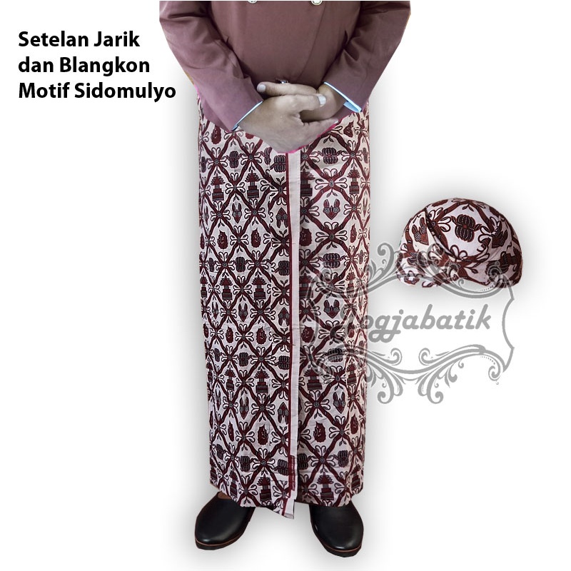 Setelan Jarik dan Blangkon Motif Sidomulyo