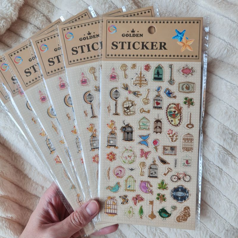 

Vintage Bird Sticker Gold Foil Deco Stickers Bujo Journaling Journal Stiker Burung Diary Planner Accessories Decoration Scrapbook Diy