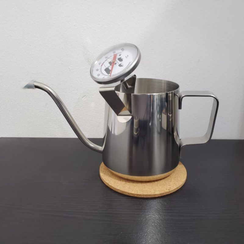 Kettle 350ml + Termometer / teko leher angsa stainless thermometer