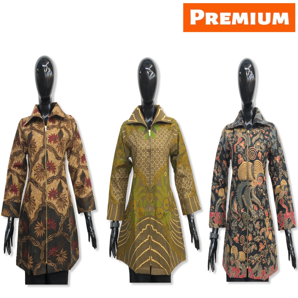 Resleting Blouse Batik Kantor Wanita Lapis Furing Trikot Seragam Batik Atasan Batik Usman Grosir