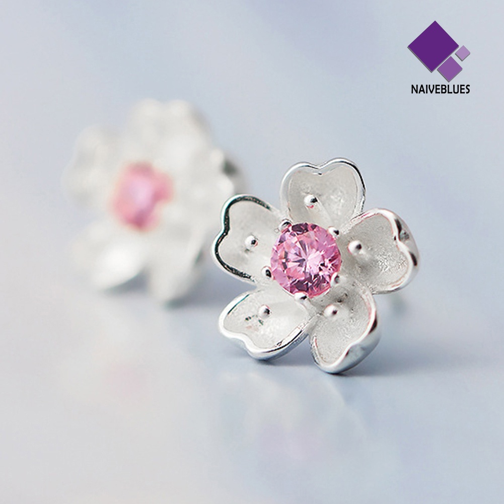 Anting Stud Desain Bunga Sakura Gaya Elegan Untuk Pesta