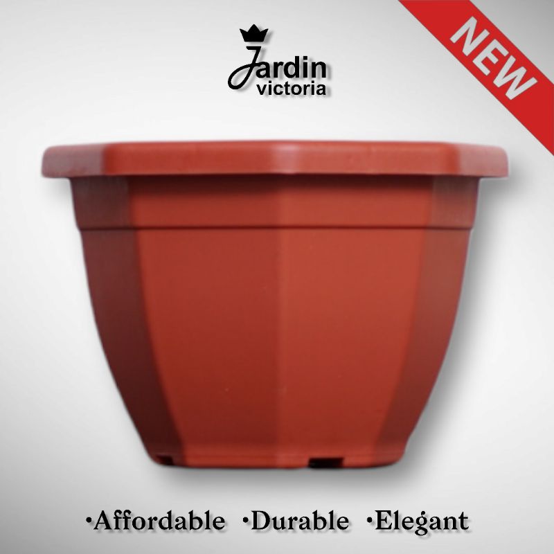 [NEW] Pot Bunga Merah Bata 30 | Pot Coklat Tanaman Octagon | Jardin Victoria | Pot Modern Cantik Minimalis