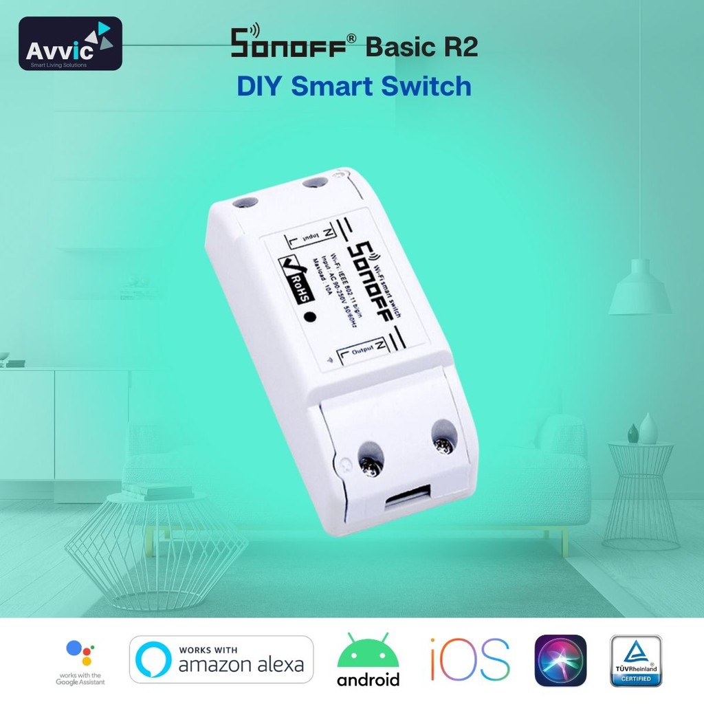 Sonoff Basic R2 1Gang/Channel -WiFi Smart Switch -Saklar Pintar IoT Saklar Pintar Otomatis Nirkabel