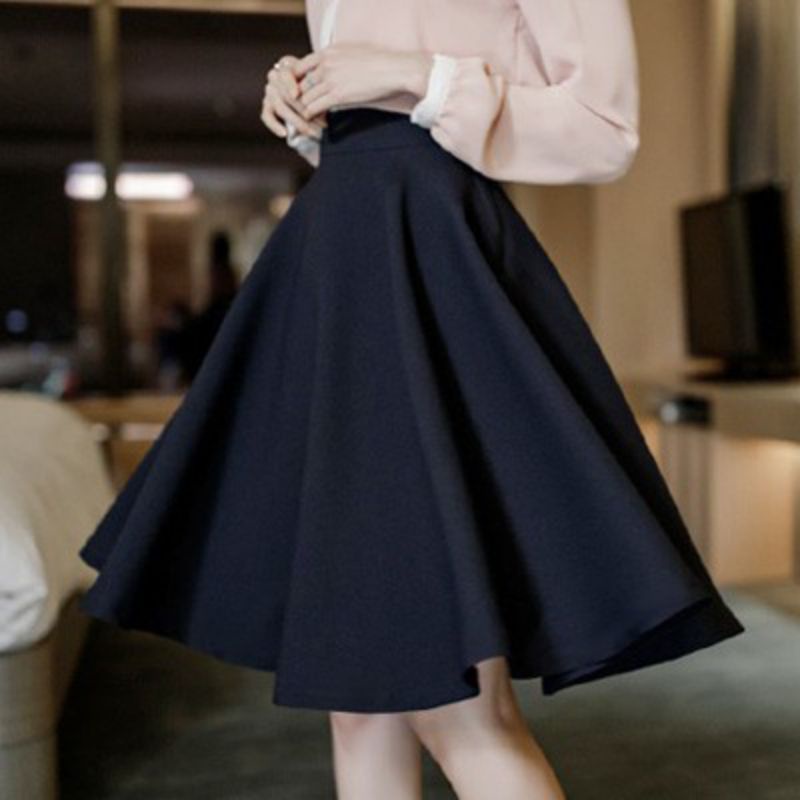 Midi Skirt Flare Rok Midi Korean style