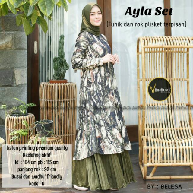Ayla Set (tunik & rok plisket terpisah) ori by BinBush