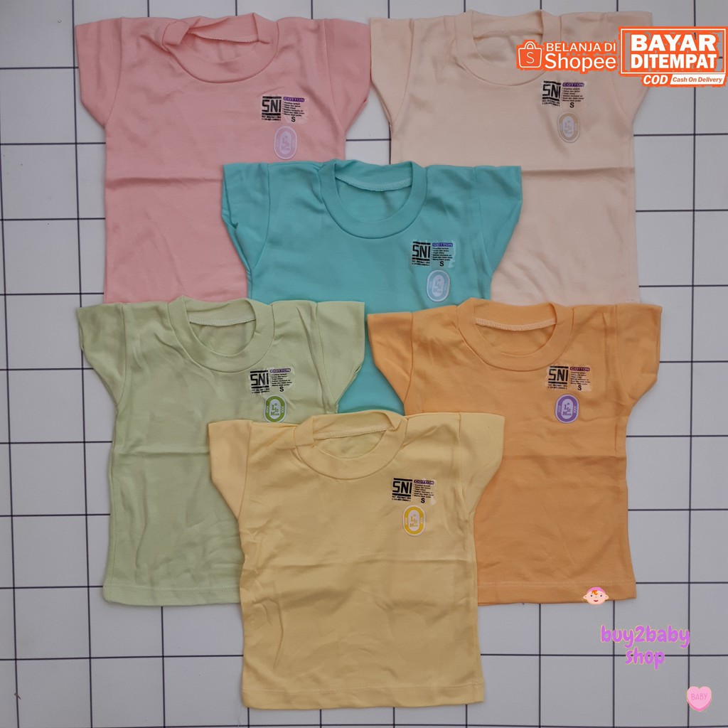 Kaos Oblong Bayi L N Mom polos usia 6-24 Bulan isi 6 PCS