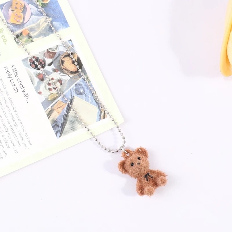 1pc Kalung Rantai Dengan Liontin Kartun Beruang Brown 3d Bahan Plush