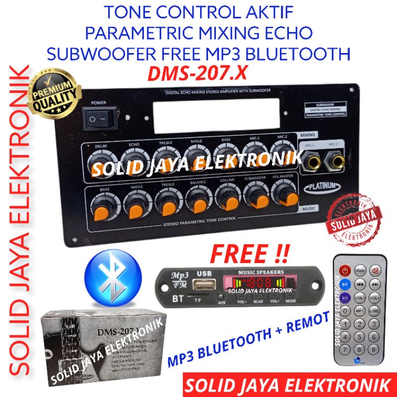 TONE CONTROL AKTIF MP3 BLUETOOTH DMS207 DMS-207.X BT TONE KONTROL MIXING MUSIK ACTIVE PARAMETRIC PARAMETRIK 3 TINGKAT DIGITAL ECHO MIC MIK SUB SUBWOOFER KARAOKE DMS-207 DMS207 DMS 207 PLUS PANEL MODUL MP3 PLAYER PLATINUM ASLI ORIGINAL