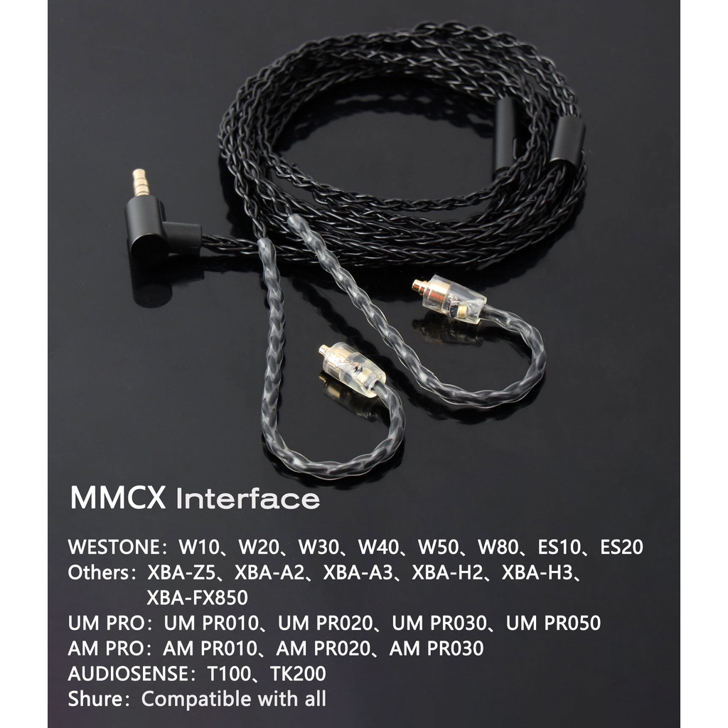 Jcally JC08S 5N 8 Core Kabel Upgrade HIFI Lapis Silver Dengan MIC 3.5mm MMCX / 2Pin 0.78 Untuk KZ TFZ CCA C12 ZST X EDX Zs