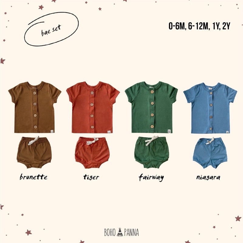 Bohobaby BAE SET Bohopanna / Boho Setelan Baju Kancing Depan Pendek + Celana Pendek Anak - GRUP 2