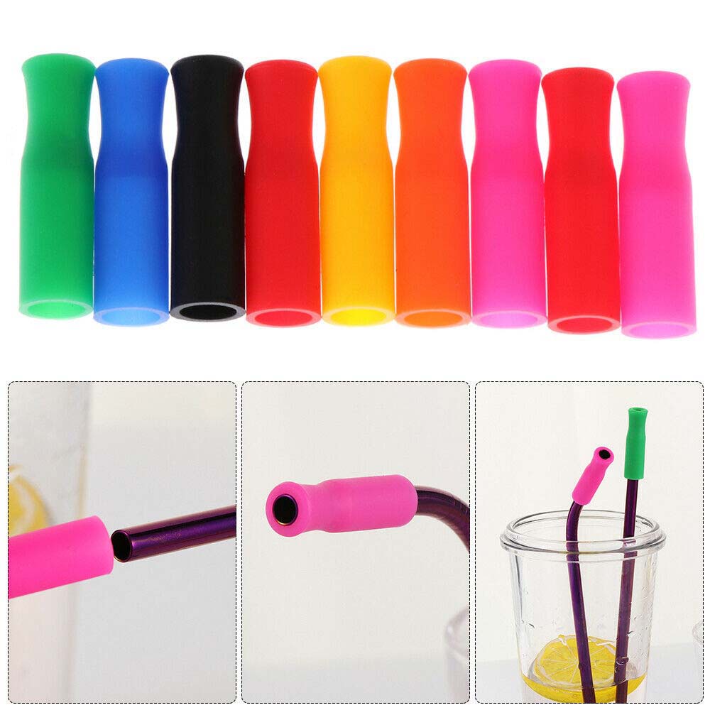 ELEGANT Reusable Straw Tip Anti Burn Bar Tool Teeth Protector Prevent Scald Fit for 6mm Wide Stainless Steel Straws Straw Cover Silicone No Rattle Supplies Party Accessories