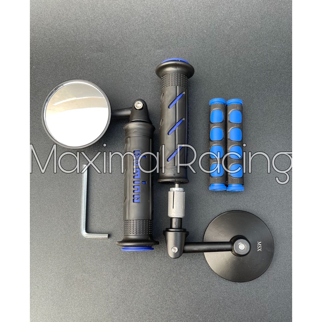 Spion Jalu Cembung plus Handgrip Domino Sisik plus Karet Handle Universal All Motor