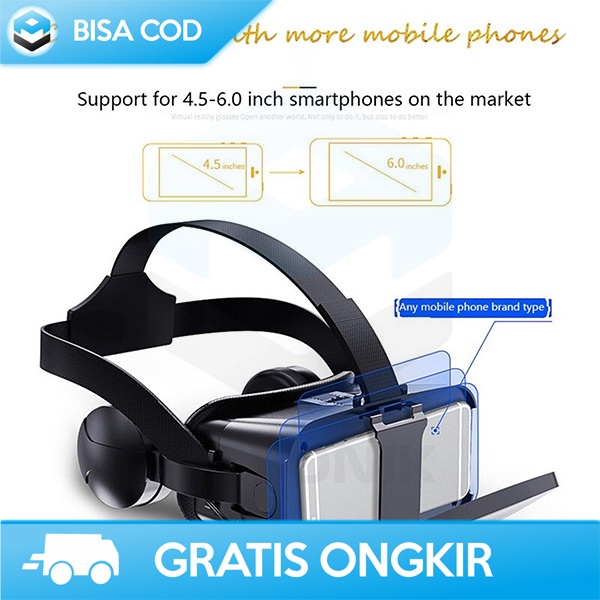 VR BOX VIRTUAL REALITY 3D DILENGKAPI HEADPHONE TAFFWARE J20 6 INCH ORI