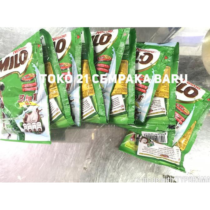 

Milo 3in1 1 Renceng isi 10 Sachet | Nestle 3 in 1 Coklat Cokelat Promo