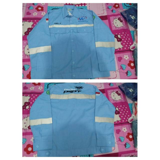 Baju kerja pria proyek murah bordir sesuai permintaan/kemeja safety tukang/operator alat berat