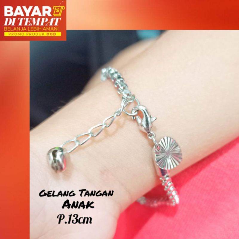 Gelang TITANIUM Tangan Milano kaca &amp; Gelang kaki Perhiasan *Anak* Gold&amp;Silver *Anti karat*