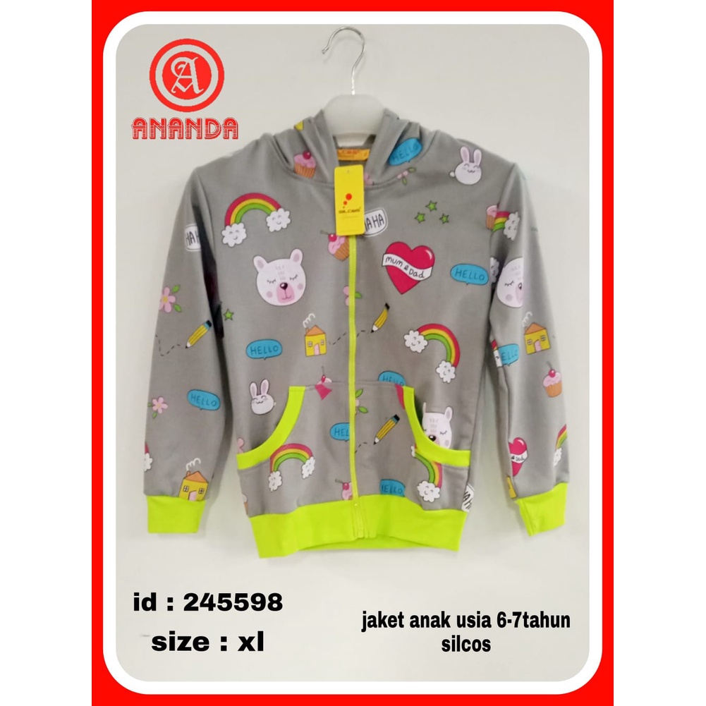 kaos lengan panjang anak perempuan silcos bertopi