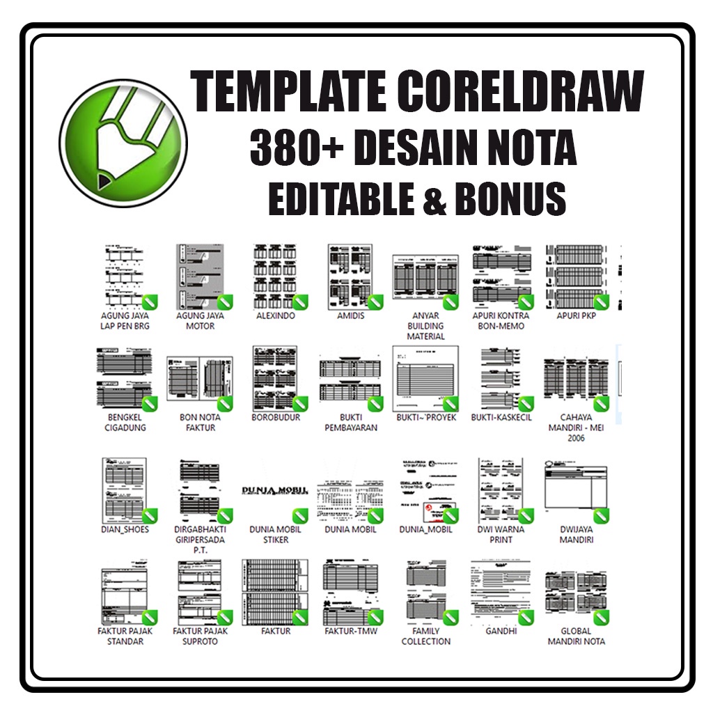 380+ Template Desain NOTA Editable + Bonus CorelDraw siap edit