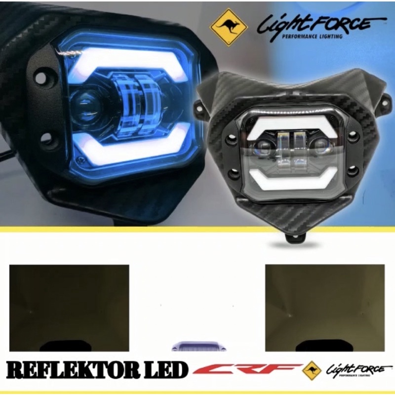 reflektor led / lampu depan CRF plus cover carbon model daymaker