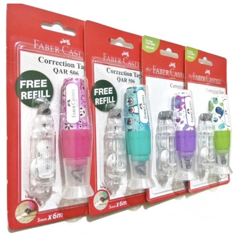 ( Ecer ) FABER CASTEL - CORRECTION TAPE - REFILL - TIP EX / TIPEX KERTAS FREE REFIL SET - HIGHLIGHTER PEN STATIONERY SET