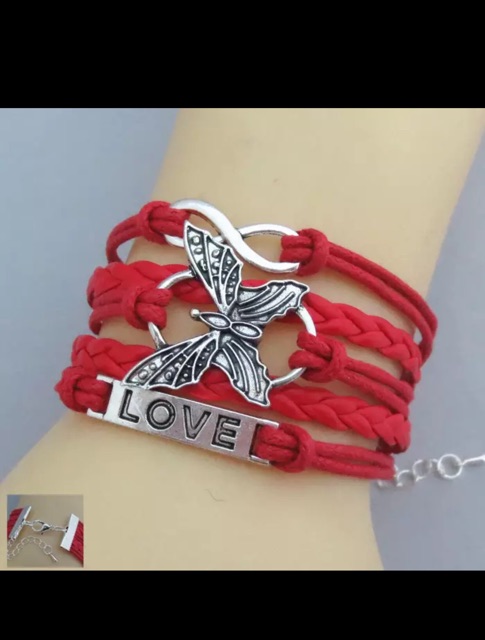 Gelang kulit import wanita fashion aksesoris A21 butterfly