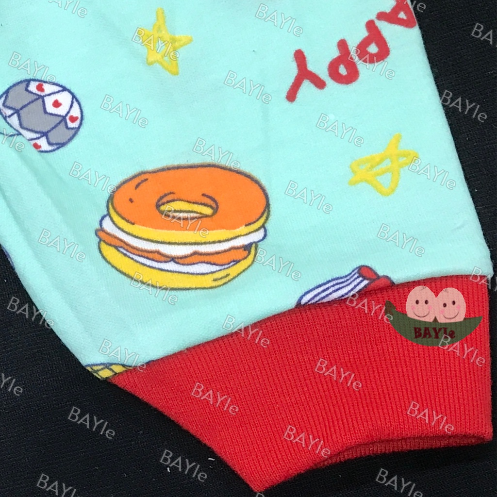 BAYIe - Setelan PANJANG Anak/Bayi FULL PRINT Motif CAKE STL-P01 MOM'S GIFT SNI Bahan 100% Katun DK PREMIUM Size S - XL